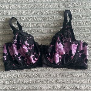 Torrid Bra Unlined Balconette 42D Purple Black with Underwire